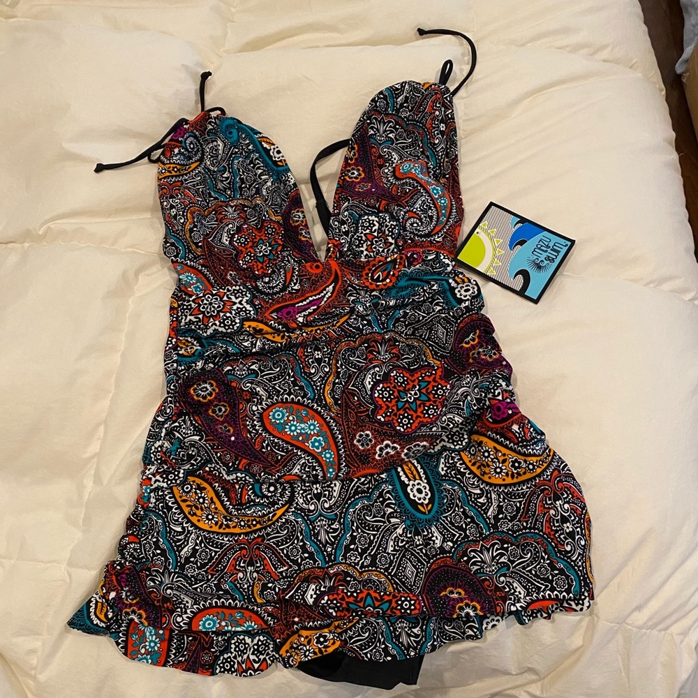 Mazu swim Grecian ruched one piece swim dress